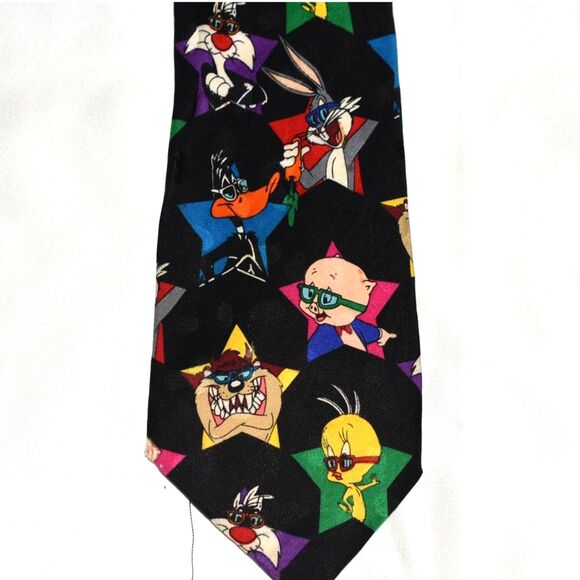 1993 Vintage Looney Tunes Mania Hollywood Stars Characters Tie - Picture 2 of 3